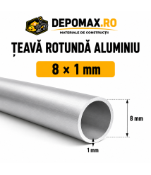 Teava rotunda aluminiu 8 x 1 mm, 6 metri (6060) Teava rotunda aluminiu 8 x 1 mm, 6 metri (6060)